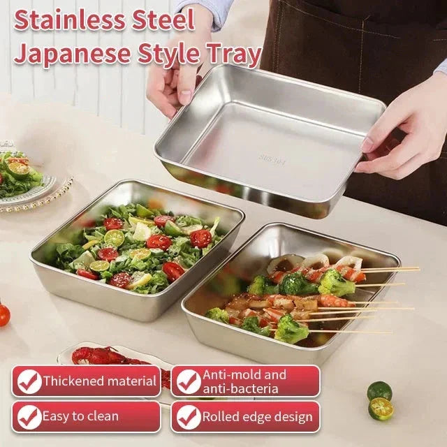 (🔥HOT SALE NOW 49% OFF) - Stainless Steel Square Plate(With Lid)