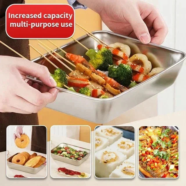 (🔥HOT SALE NOW 49% OFF) - Stainless Steel Square Plate(With Lid)