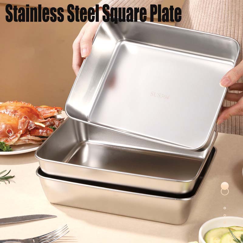 (🔥HOT SALE NOW 49% OFF) - Stainless Steel Square Plate(With Lid)