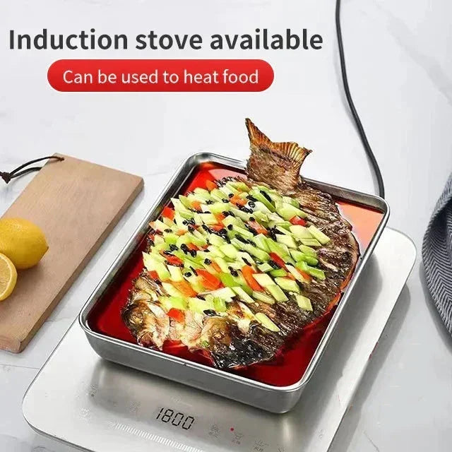 (🔥HOT SALE NOW 49% OFF) - Stainless Steel Square Plate(With Lid)